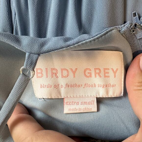 Birdy Grey Kaia Chiffon Bridesmaid Prom Long Maxi Empire Dress Blue Faux Wrap XS - Picture 7 of 8